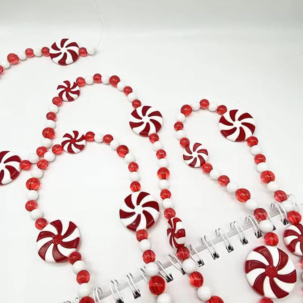URMAGIC Christmas Candy Garland,8 Ft/2.4m Green Red White Peppermint Candy Bead Garland,DIY Plastic Christmas Beaded Garlands,Christmas Tree Ornaments,Xmas Hanging Decorations for Trees Fireplace - Image 4