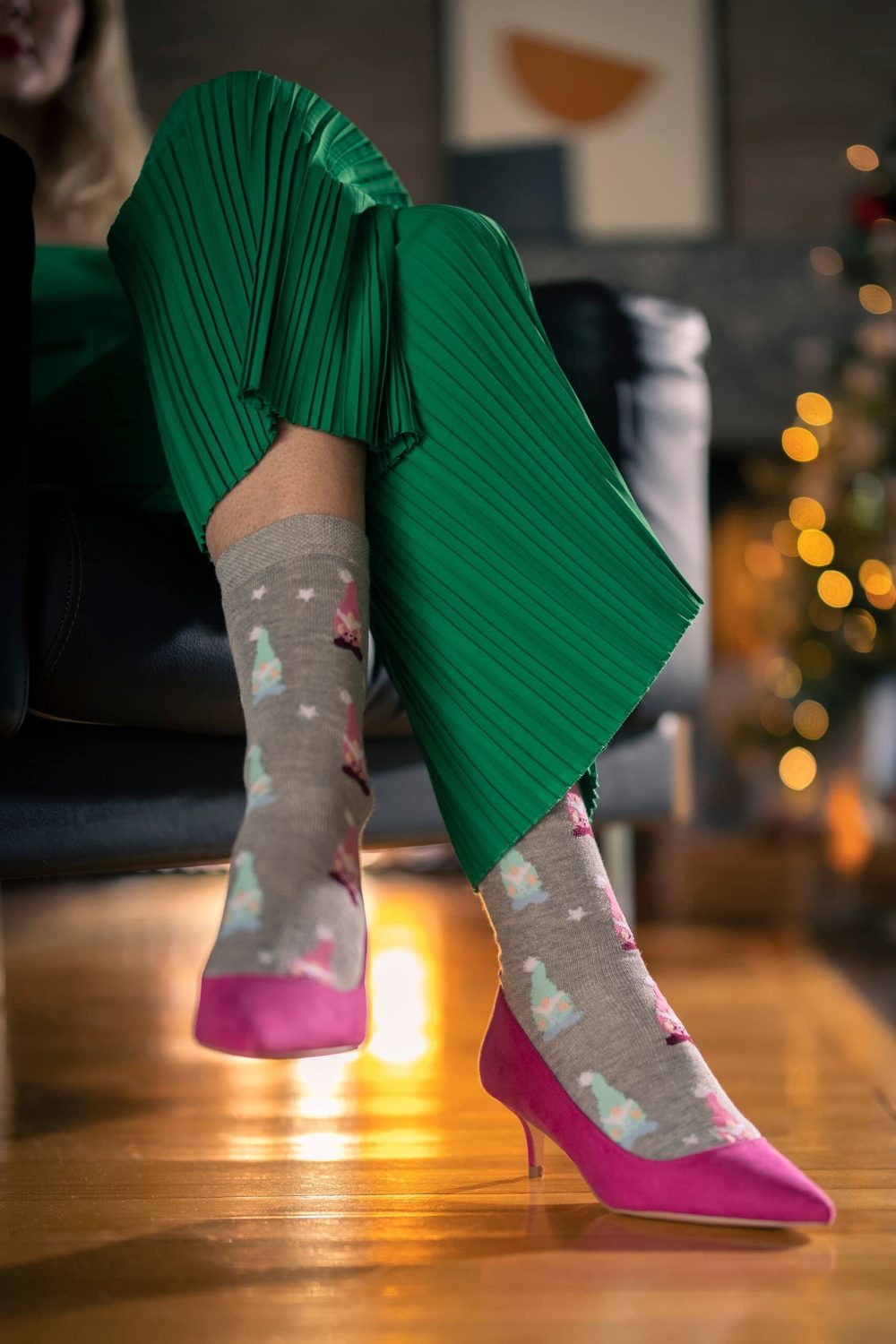 SockShop Lazy Panda Ladies Christmas Bamboo Socks Pack of 3 Christmas Gnomes 4-8 - Image 6