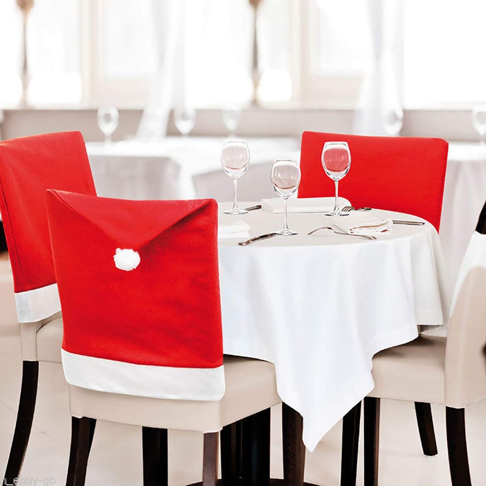 Funnlot Santa Christmas Chair Covers 12 Pcs Santa Chair Back Covers Christmas Cutlery Socks Santa Seat Covers Fabric Santa Chair Covers Cover Christmas Decorations for Chairs Kitchen Festival Holiday - Image 5