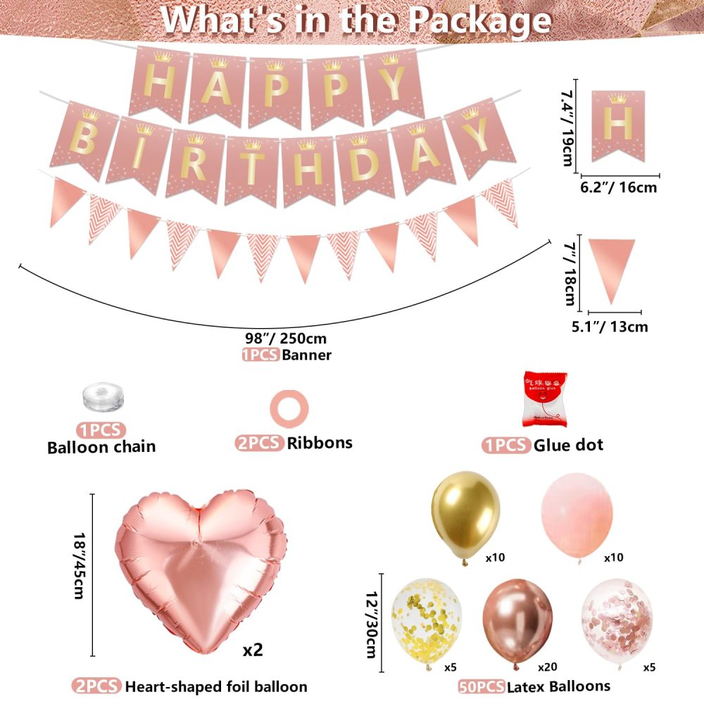179 PCS 18th Birthday Decorations for Girls Rose Gold 18th Birthday Party Decoration Happy 18th Birthday Supplies Tableware Set-Plates, Napkins, Pink 18th Birthday Banner for 20 Guests - Image 5