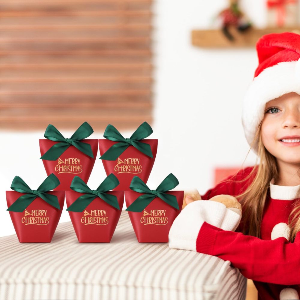 25pcs Christmas Small Gift Boxes Favour Boxes Xmas Sweet Boxes Empty Christmas Eve Party Treat Boxes with Ribbon - Image 4