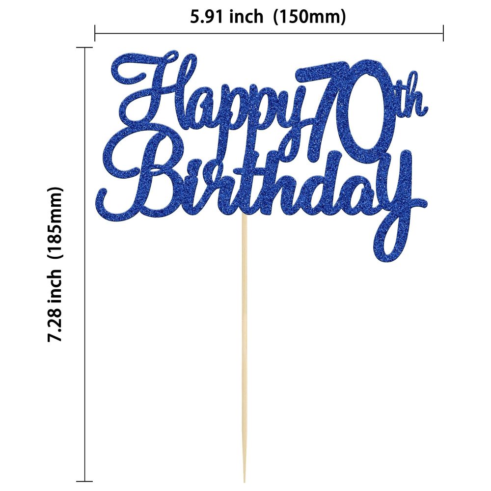 Gyufise 3Pcs Happy 70th Birthday Cake Topper Glitter 70th Birthday Cake Pick Cheers to 70 Years Old 70 Fabulous Cake Decorations for 70th Birthday Theme Party Supplies - Image 7