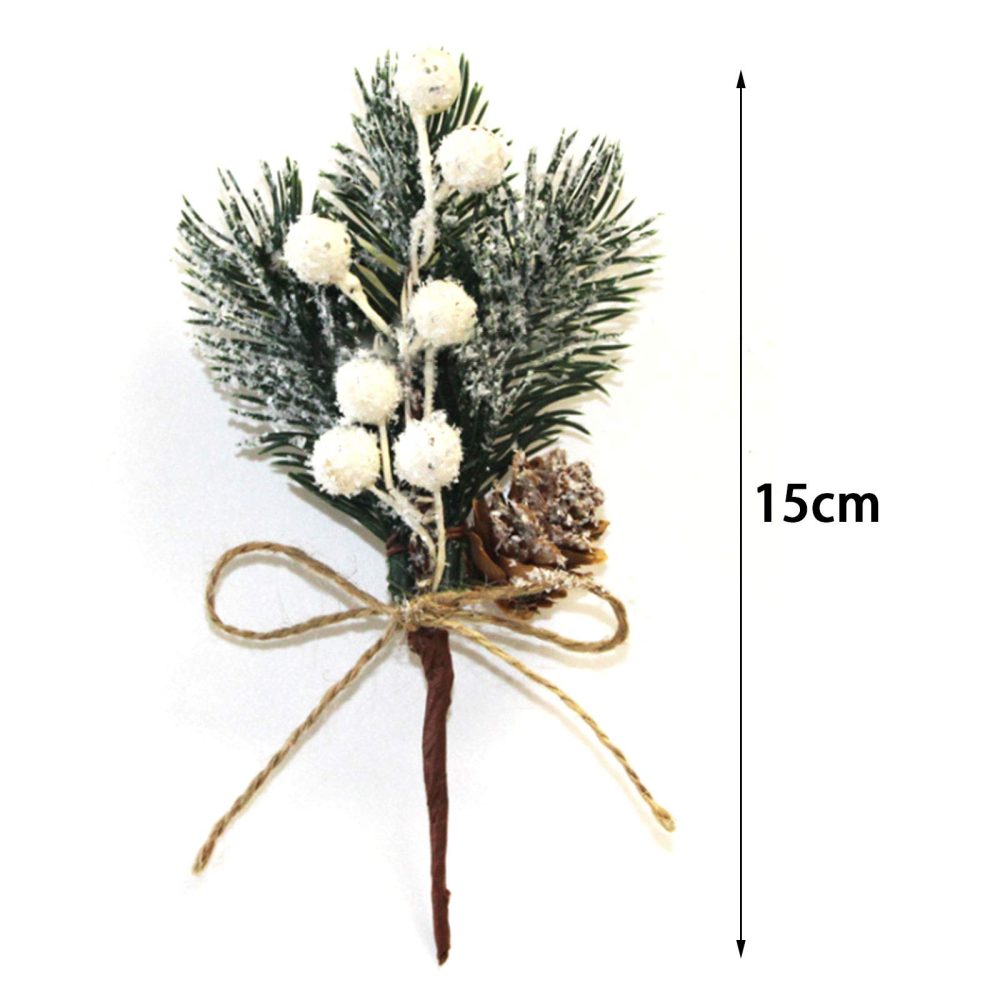 SUREH 10pcs White Christmas Berries Stems 5.9inch Small Artificial Pine Picks and Sprays Xmas Berry Picks with Pine Cones Holly Berry Christmas Flower Ornaments for Xmas Wreaths Home Vase Decor - Image 7