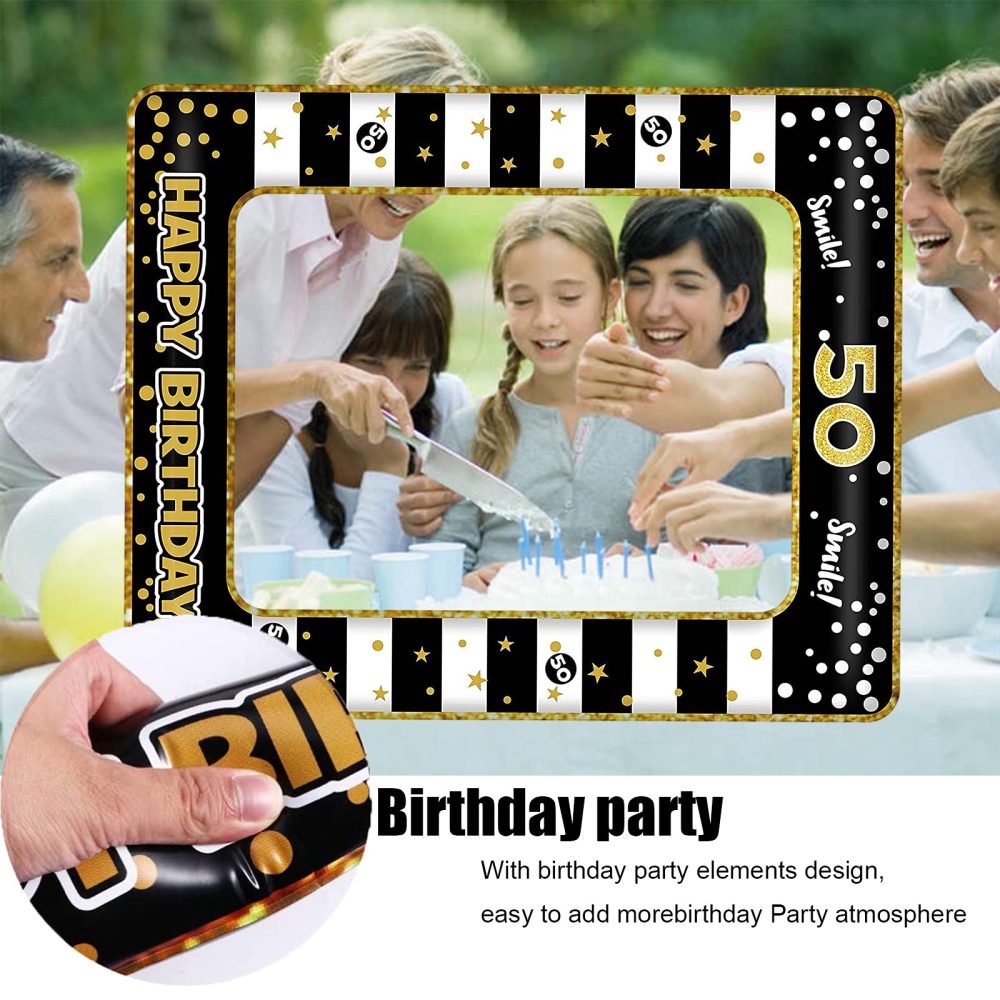 50th Birthday Photo Booth Props,Black Gold Inflatable Selfie Frame Picture Frame,Giant Inflatable Party Photo Booth Frame for 50th Birthday Party Decorations Supplies Men Women Favor Gift - Image 4
