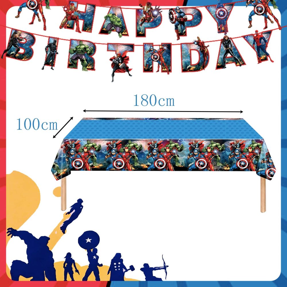 POPOYU Marvel Avengers Kids Party Table Cloth,Superhero Table Cover,SuperHero Kids Party Tableware Decorations,Captain America Party Tablecloth for Kids Boys Marvel Birthday Party Supplies - Image 7