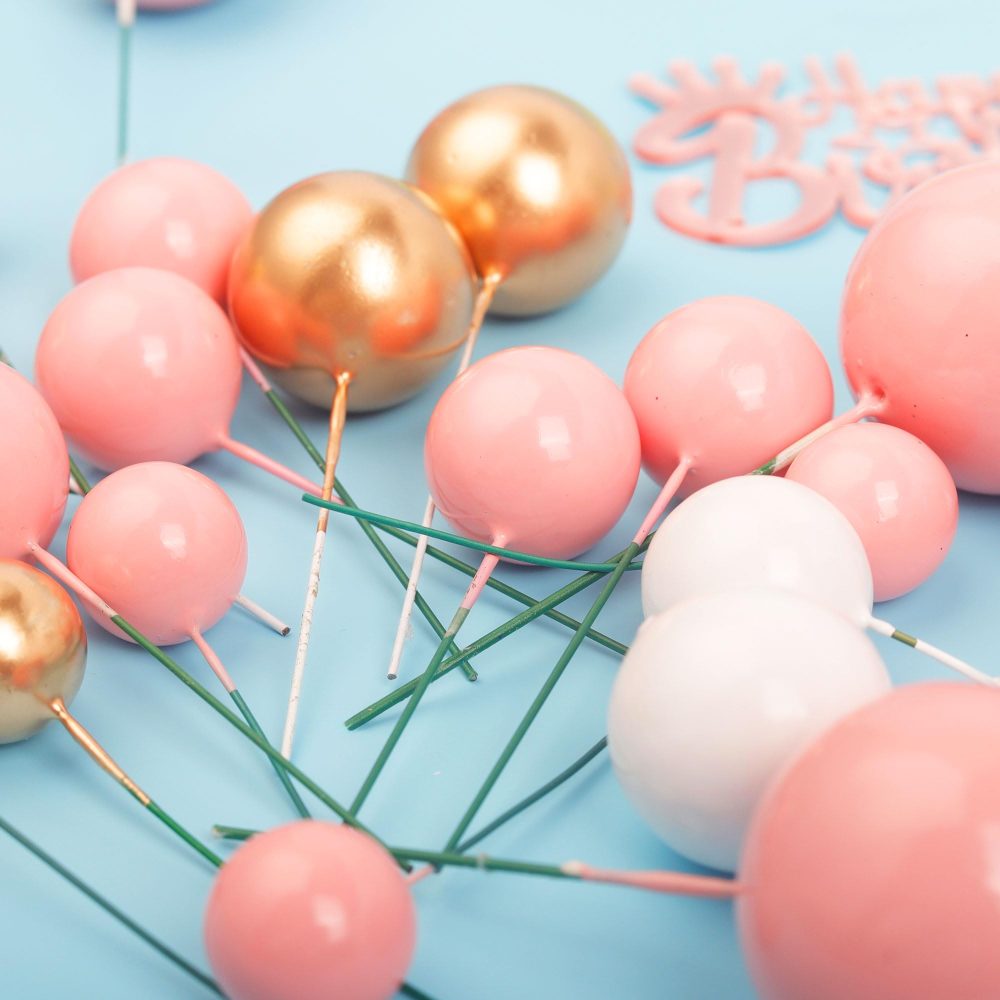29Pcs Acrylic 70th Birthday Cake Toppers,Pink and Gold Foam Balls Cake Decorations, 70th Acrylic Cake Topper Rose, DIY Mini Balloons Stick Cake Cupcake Toppers for 70th Birthday Party Cake Decoration - Image 5