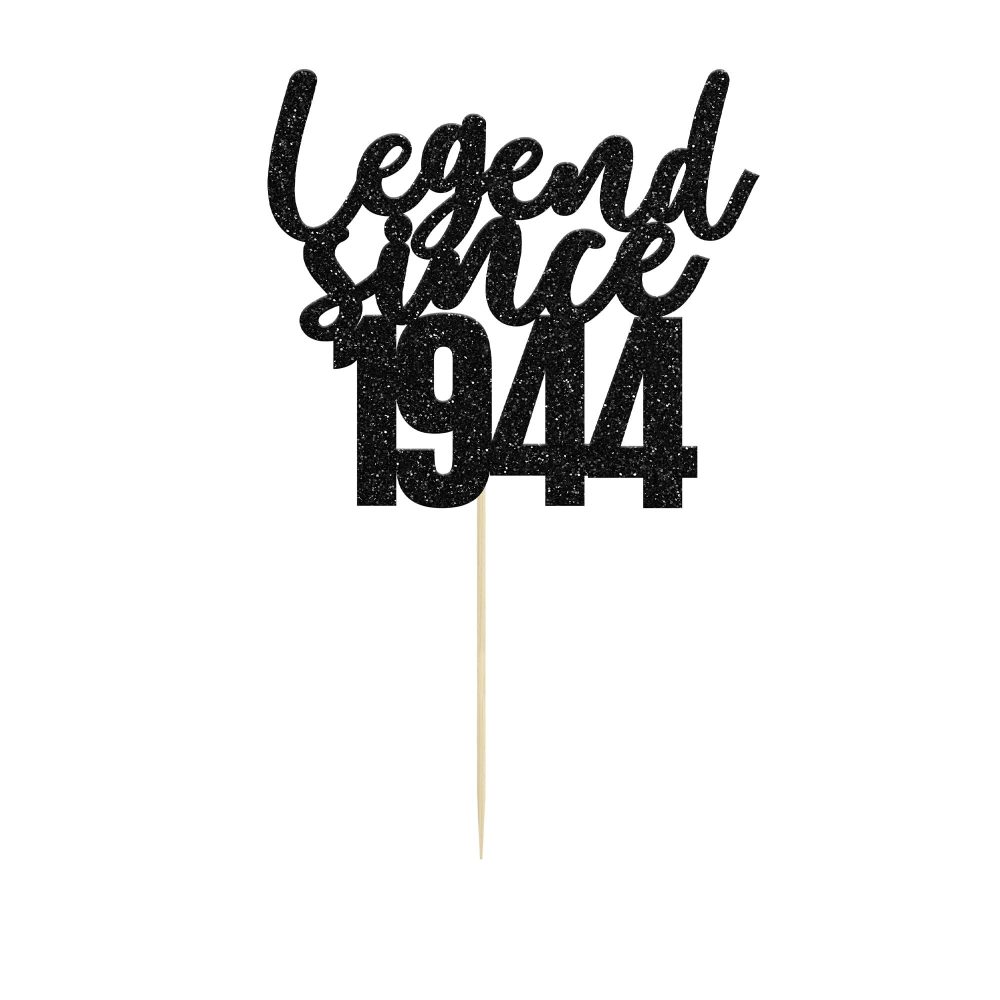 Gyufise 1 Pack Legend Since 1944 Cake Topper Black Glitter Happy 80th Birthday Cake Pick 80 Fabulous Cake Decorations for Cheers to 80th Birthday Wedding Anniversary Party Supplies - Image 8