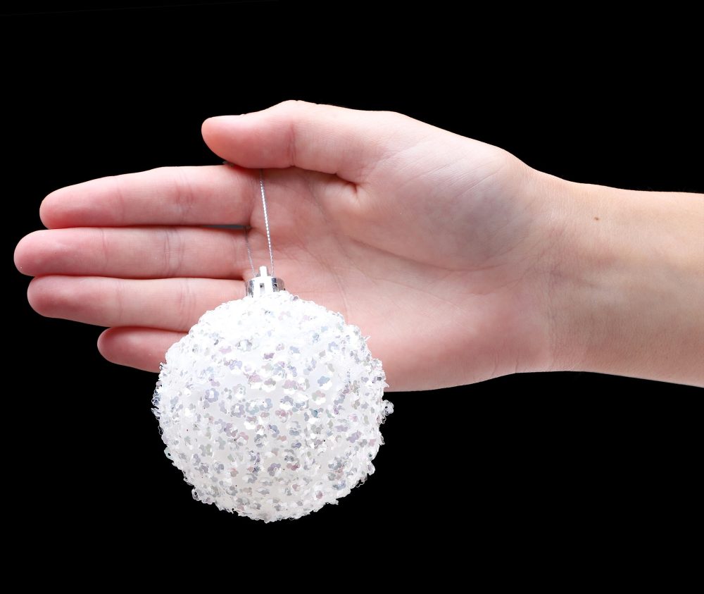 Christmas Concepts® Pack of 10-60mm Christmas Tree Baubles - Iridescent White Sparkle Baubles - Image 4