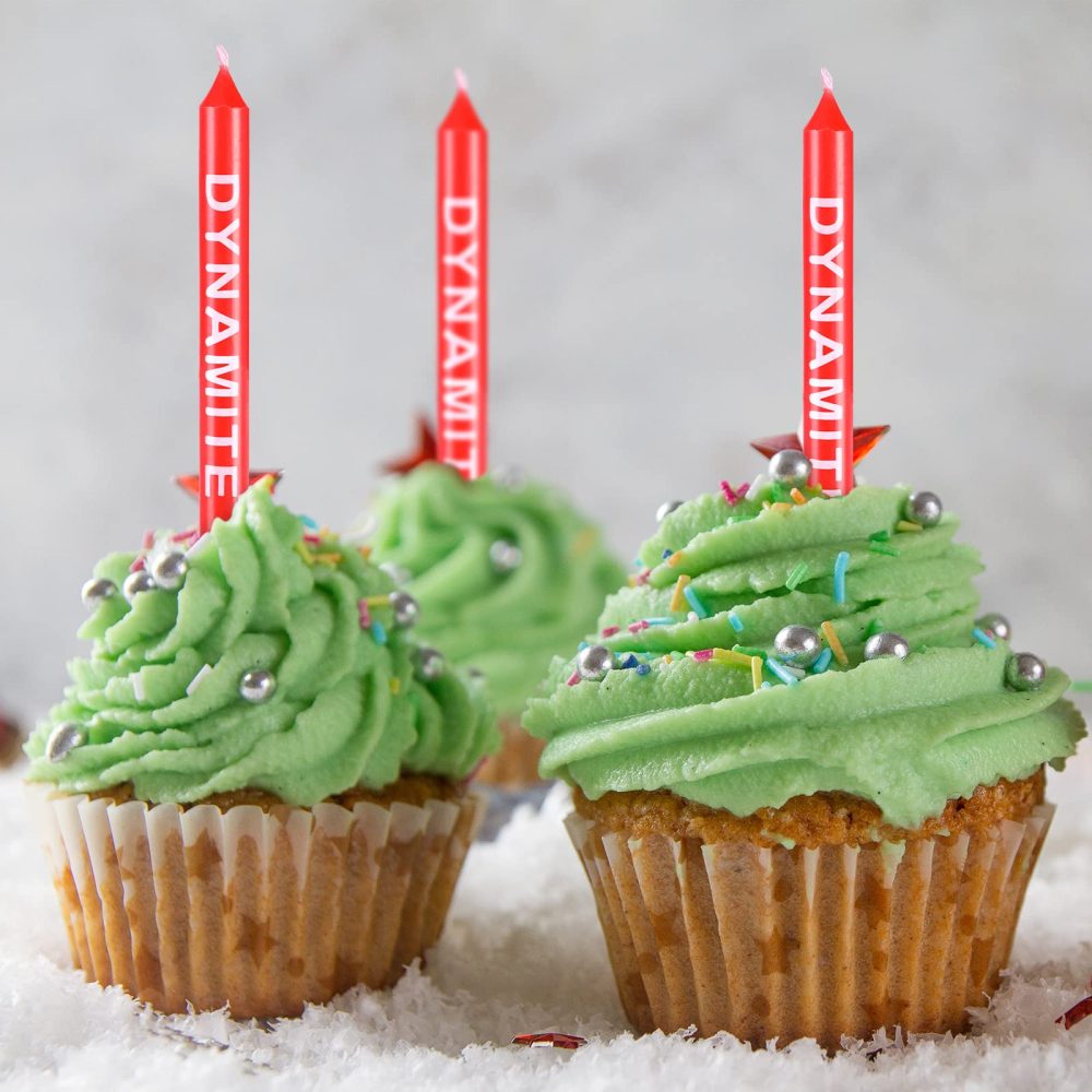 BBTO 12 Pieces TNT Themed Birthday Candles Dynamite Birthday Candles TNT Cake Toppers for Cake Decoration Video Game Party Graduation Celebration and Daily Use - Image 3