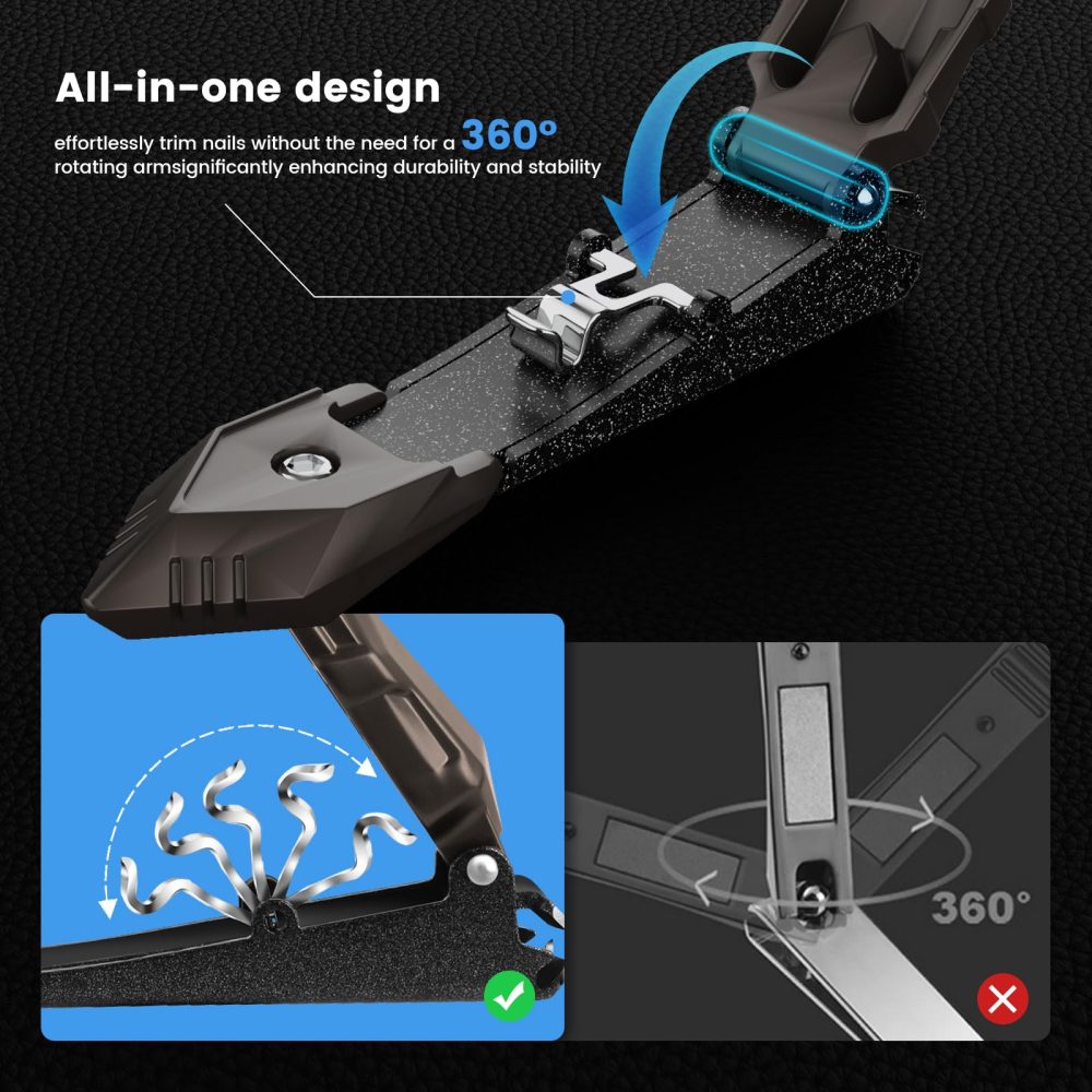 Nail Clippers for Men with Catcher – No Splash, Self-Collecting Premium Steel Nail Clippers for Fingernails & Toenails, Perfect for Men & Women, Great Gadget & Stocking fillers for Men Gift - Image 2