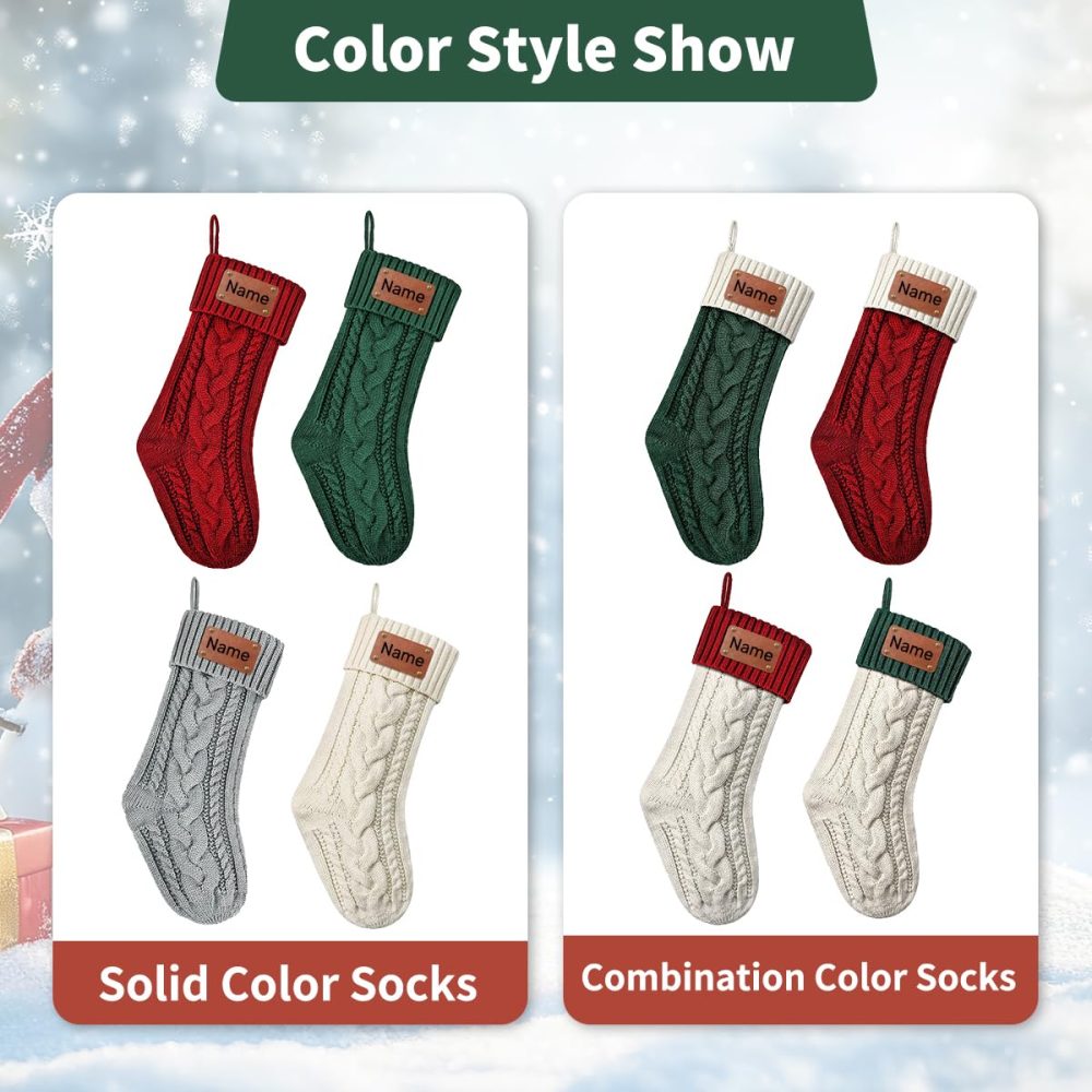 Personalised Christmas Stockings Custom Stockings own Name, Customised 18'' Large Cable Knitted Christmas Stocking, Custom Xmas Stocking Hanging Decorations for Holiday Christmas Party Family Decor - Image 7
