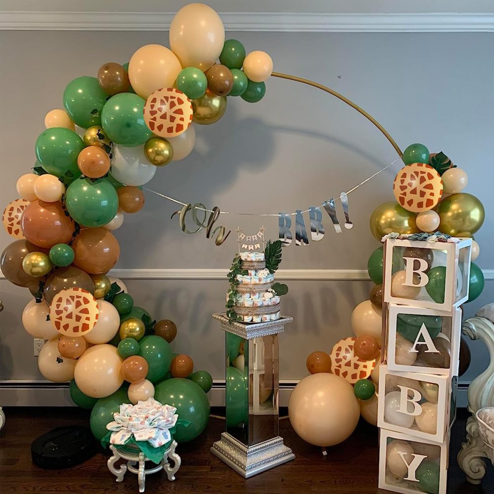 Sage Green Brown Balloons 60 Pcs Jungle Safari Avocado Green Retro Brown Gold Apricot Balloons 12 Inch Giraffe Khaki Brown Balloon for Boys Woodland Wild Animal Baby Shower Birthday Party Decorations - Image 5