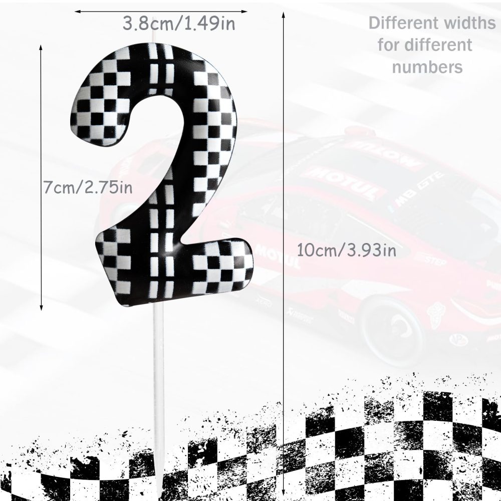 5th Birthday Candle Racing Cars Number 5 Candle Racing Cars Cake Decoration Birthday Party Supplies Black White Racing Cars Themed Cake Topper Decorations for Kids Boy Girl Party Decor Supplies - Image 8
