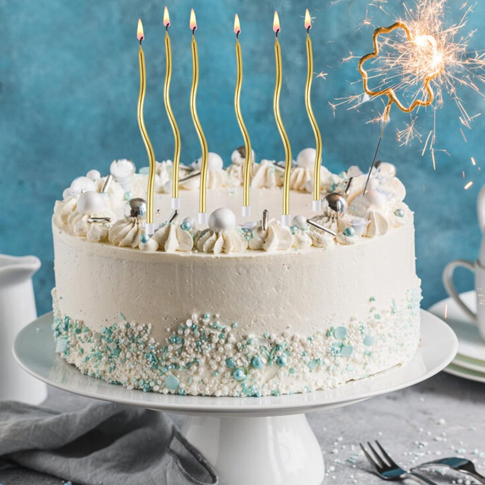 24 Pcs Gold Birthday Cake Candles Spiral Cake Candles with Holders Twisty Cake Candles for Birthday Wedding Party Cake Decorations (24) - Image 3