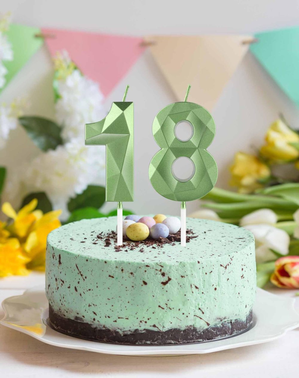 Green 80th Birthday Candles, 3D Green Number 80 Candles for Cake, Women Men 80th Birthday Decorations, Green Cake Decorations, Green Candle Cake Topper for Birthday Party Weddings Anniversary Supplies - Image 4