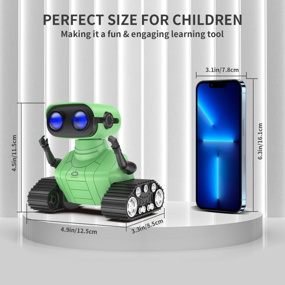 AONGAN RC Robot Toys Rechargeable Robot Toys for Kids Dancing Singing Music LED Eyes Demo Birthday Toy Gifts for Boys and Girls Aged 3-9(Green)… - Image 2