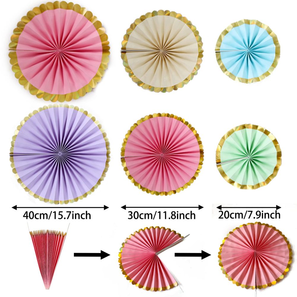 Pastel Birthday Party Decorations,Macaron Happy Birthday Banner ,Bunting,Hanging Paper Fans, Pom Poms,Honeycomb Decorations Set For Girls And Womens - Image 4