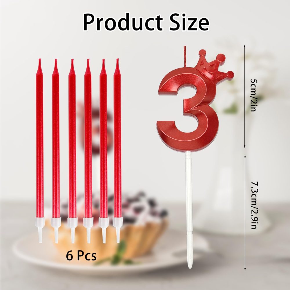 JEKUGOT Red 21th Birthday Candles Set with Long Candles, Number 21 Candle for Cake Topper Decorations, Boys Girls Men Women Birthday Party Wedding Celebration - Image 7