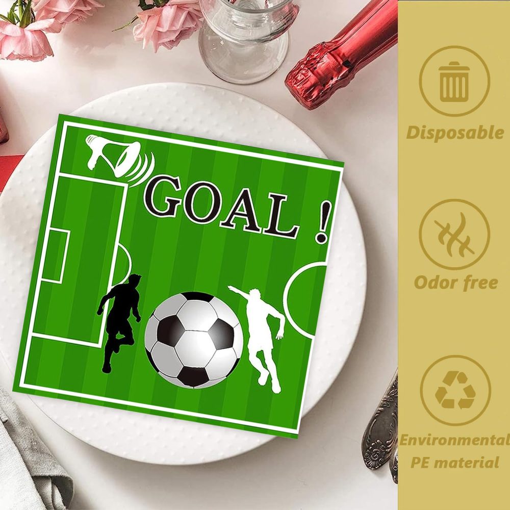 20 Pcs Football Napkins, 32x32CM Football Party Napkins, 100% Paper Napkins for World Cup Football Soccer Party Decorations, Football Table Decor fot Kids & Adult - Image 5