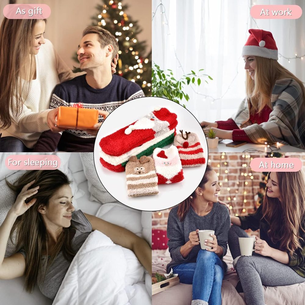 colornival Fluffy Socks Christmas Socks Womens Cosy Slipper Socks Warm Fuzzy Bed Socks Comfy Thermal Winter Socks Sleep Socks Cozy Fleece Socks for Ladies Girls Boys - Image 2