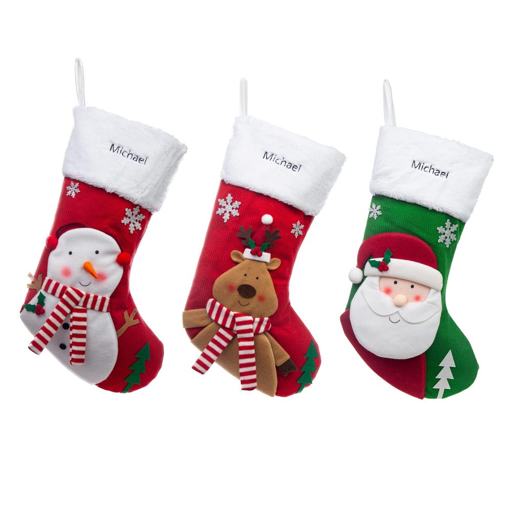 Bycuss Personalized Christmas Stockings,Custom Name Letter Xmas Stockings，Christmas Tree Hangings Bag Fireplace Hanging Stockings，Small Classic Christmas Stockings Party Decoration - Image 4