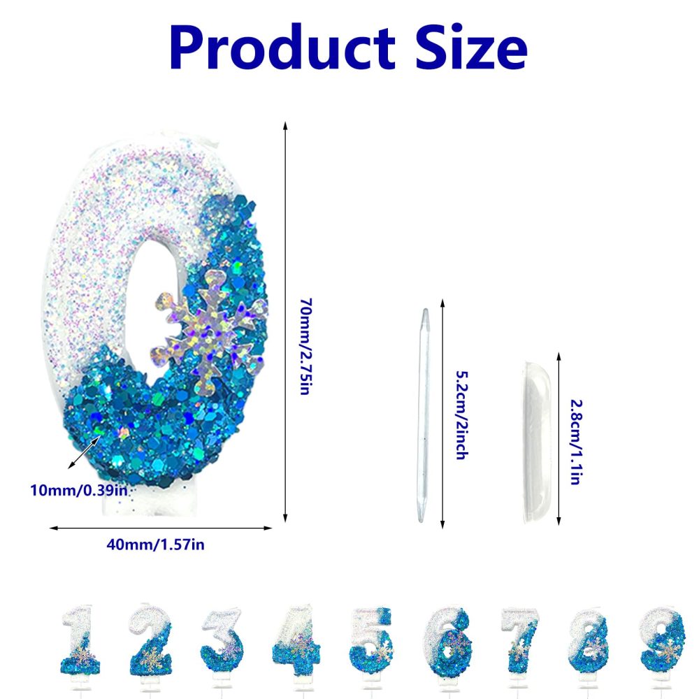 Blue White Frozen Birthday Candles for Cake, Number Candles with Snowflake, Frozen Cake Candles Decorations for Kids, Glitter Number Candles for Birthday Wedding Anniversary (Number 4) - Image 7