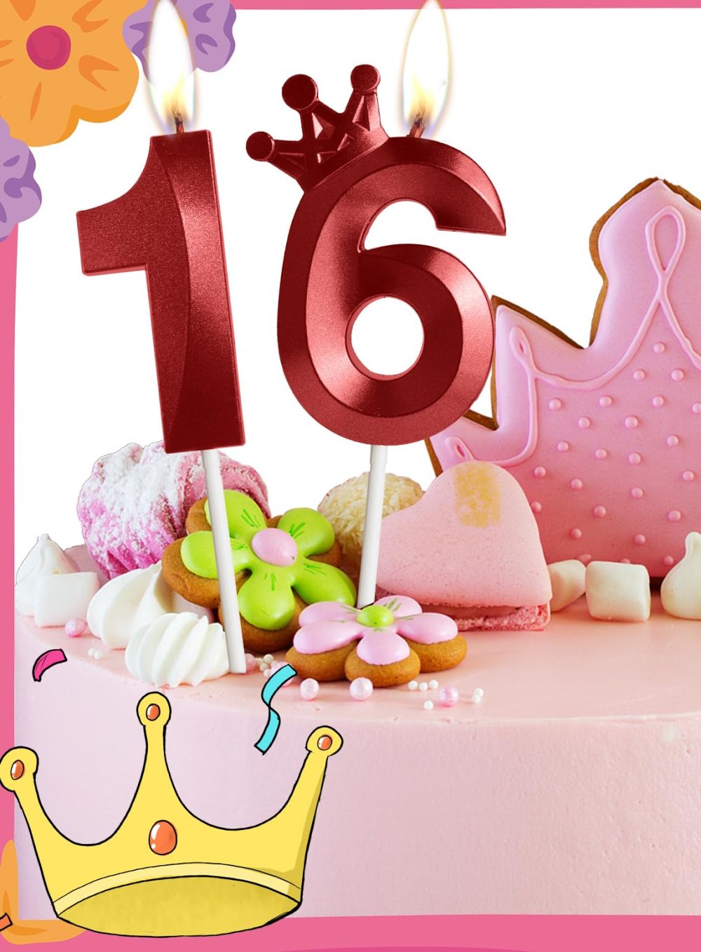 Red 11th Birthday Candles with Crown,Number 11 Candle,11th Birthday Candle for Cake Decorations,Happy Birthday Candle,Cake Candles Cake Topper Decor for Girls Boy Men Women Birthday Party Supply - Image 5