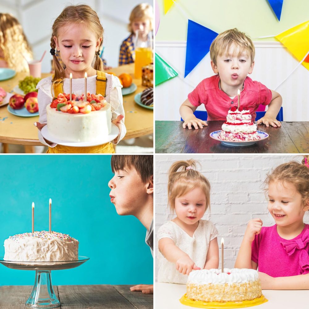 Candles for Birthday Cakes, 12PCS Thin Metallic Cake Candle, Long Glitter Cupcake Candles for Birthday Wedding Baby Shower Party Decoration 1st 12 18 24 40 50th 60th - Image 2