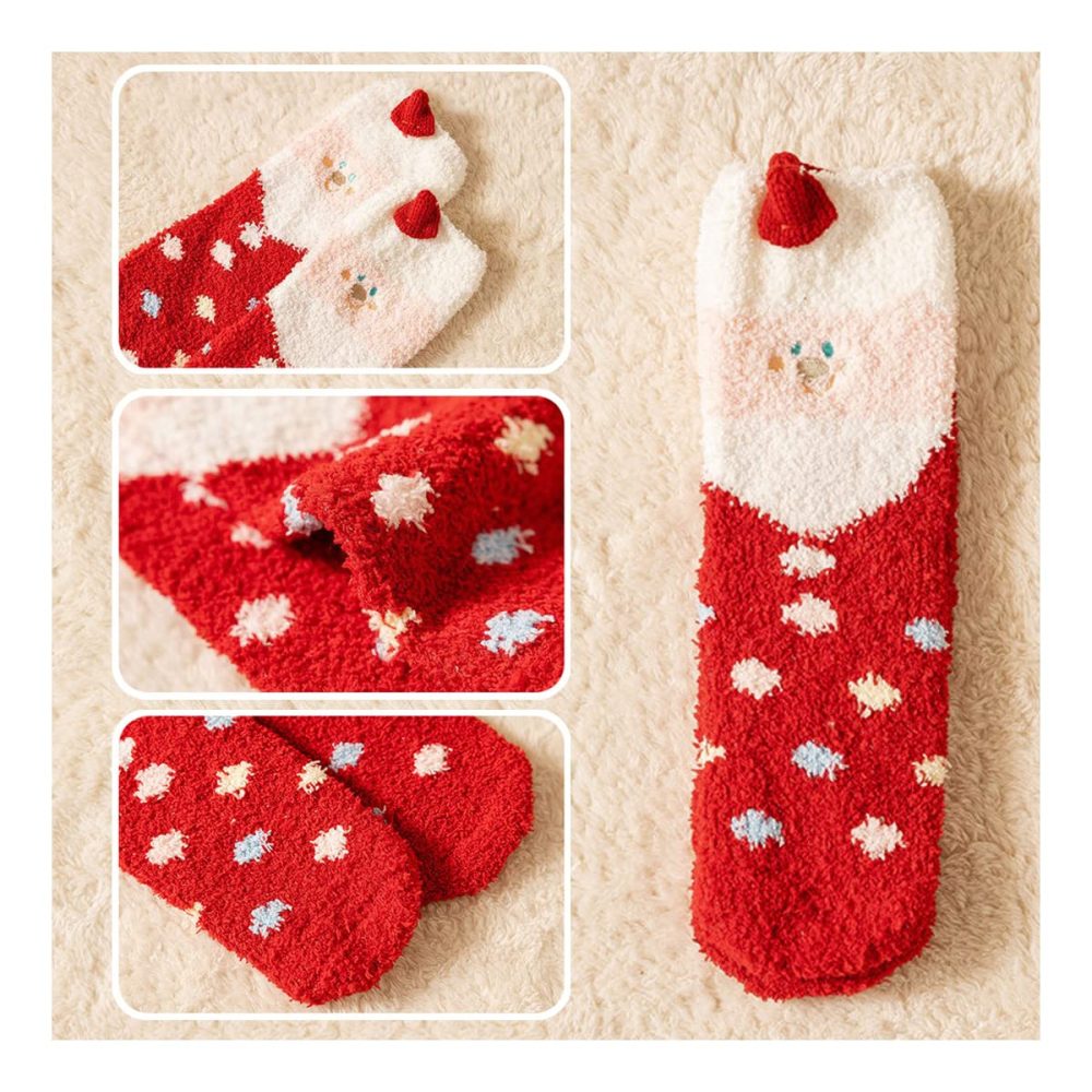 Fluffy Christmas Socks - Womens Soft Socks Winter Gifts Santa Socks Thermal Socks Novelty Warm Comfortable Warm In Winter For Women Kids Girls Boys (1) - Image 6