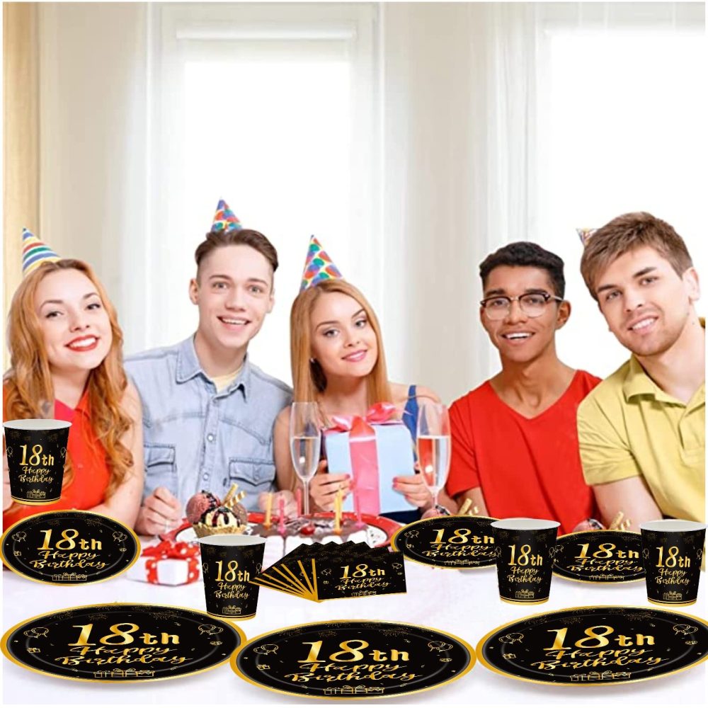 Happy 18th Birthday Paper Cups Black and Gold,16Pc Disposable 18th Tableware Party Cups,18th Birthday Party Decorations Paper Cup for Girls,Boys,Kids,Him,Her 18th Birthday Party Supplies Table Decor - Image 3