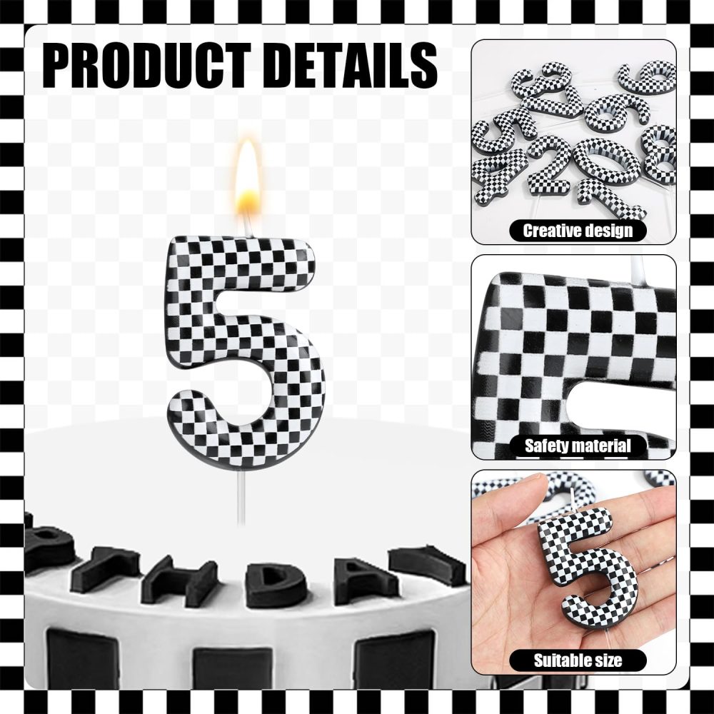 Racing Birthday Number Candles, Happy Birthday Cake Toppers Birthday Cake Toppers Numeral Cupcake Decorations for Racing Party Decoration Theme Party Supplies (5) - Image 6