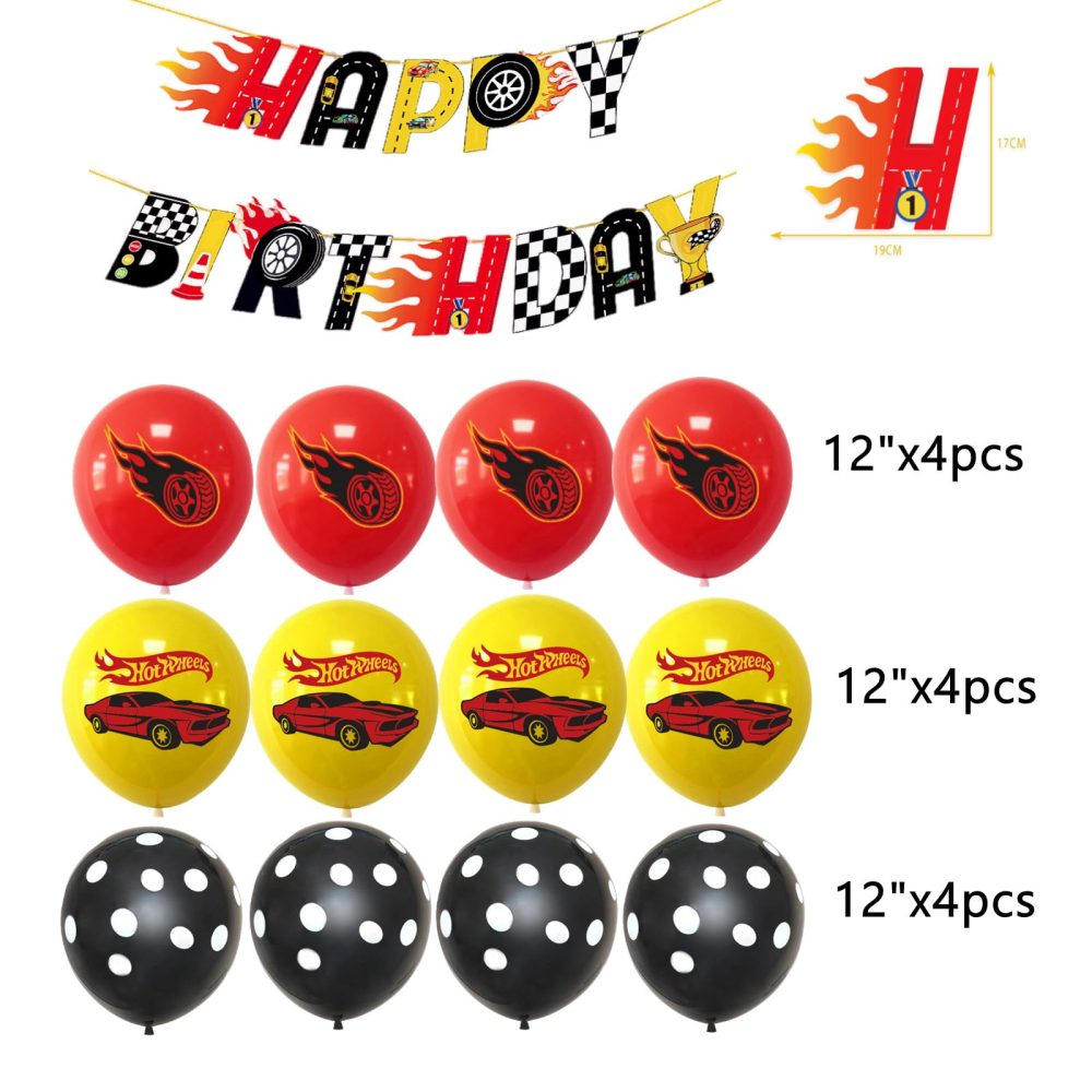 bng-bng Race Car Birthday Decoration, Racing Car Happy Birthday Bunting Banner and Latex Balloons For Racing Theme Party Decorations Boys Girls Kids Party Supplies Backdrop - Image 2