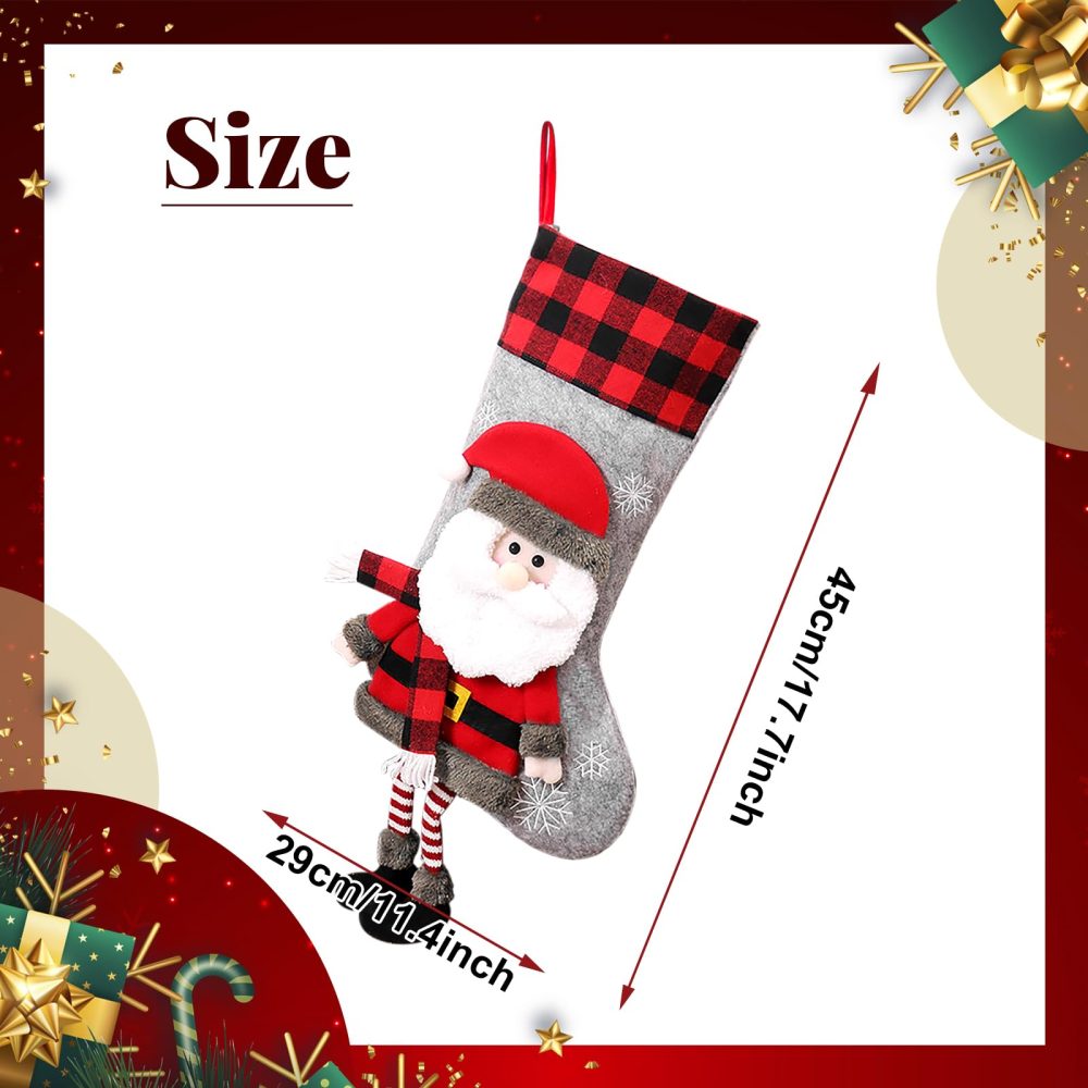 NIBESSER Personalized Christmas Stockings Burlap Custom Name Family Christmas Stockings 18” Large Classic Farmhouse Xmas Stocking for Kids, Rustic Fireplace Hanging Ornament Holiday Decoration - Image 3