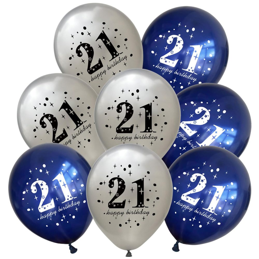 8 Pieces happy birthday balloons, 12 inch latex balloons, 21th birthday men and women 21th anniversary balloons, without ribbons, party balloon decorations for birthdays (Number 21)