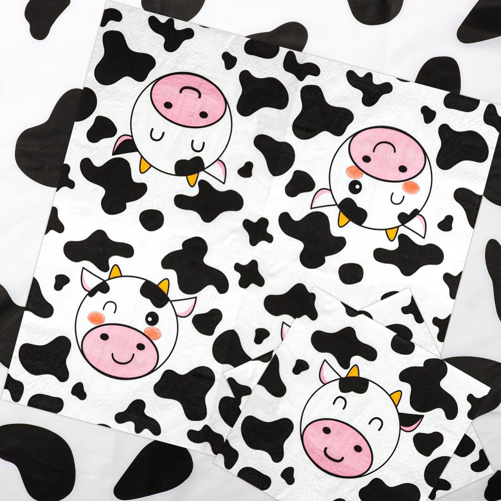 100 Pcs Cow Print Napkins, Cow Party Supplies, Cow Party Table Napkins for Farm Animal Themed Party, Western Theme Kid's Birthday, Baby Shower - Image 6