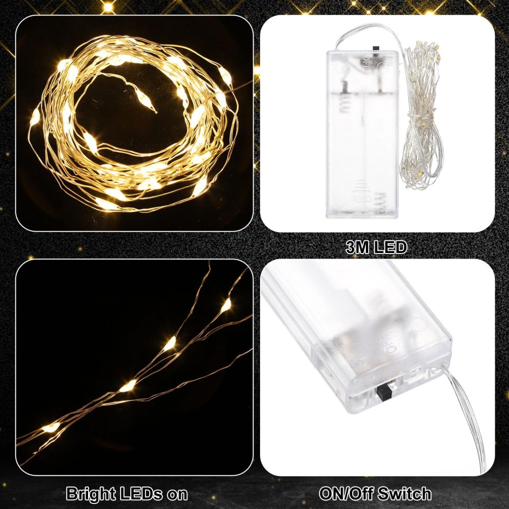 Radsocken 9Pcs 50th Birthday Honeycomb Centerpieces Decorations with String Lights for Women,Gold Black1974 Years Happy Birthday Table Topper 50th Birthday Gifts for Women Men Party Supplies - Image 6