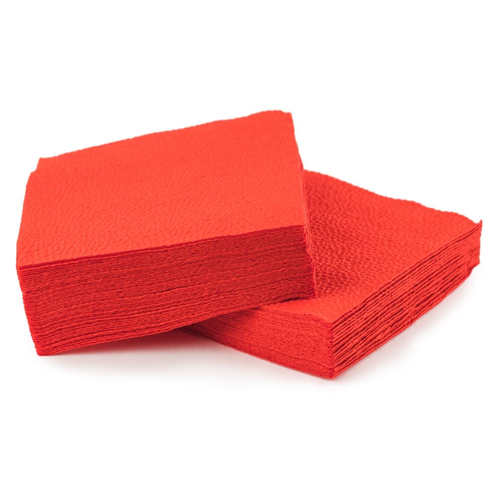 Red Napkins 100-4-Fold 2-ply 33 x 33cm Luncheon Napkins for Parties and Events - 125 Serviettes Red - Strong, Durable and Sleek Red Napkin