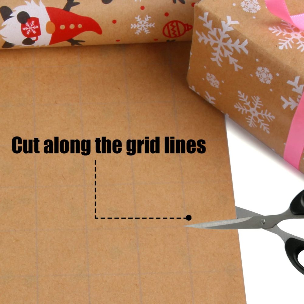 VEYLIN Christmas Wrapping Paper - Kraft Paper - 5 X 3M Xmas Wrapping Paper Rolls for Gift Boxes Festival Decoration (43.2cm x 15M) - Image 4