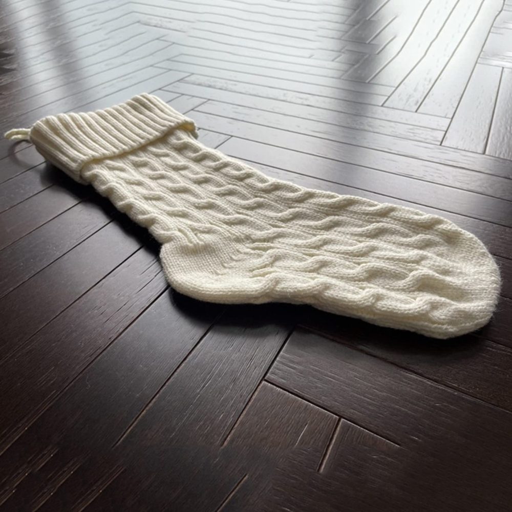 Classic 6 Pack Knit Christmas Stockings Knitted Stocking Decorations Rustic Farmhouse Stocking For Family Holiday Season Ivory White Green Large Decorative Easter Eggs (b-White, One Size) - Image 4