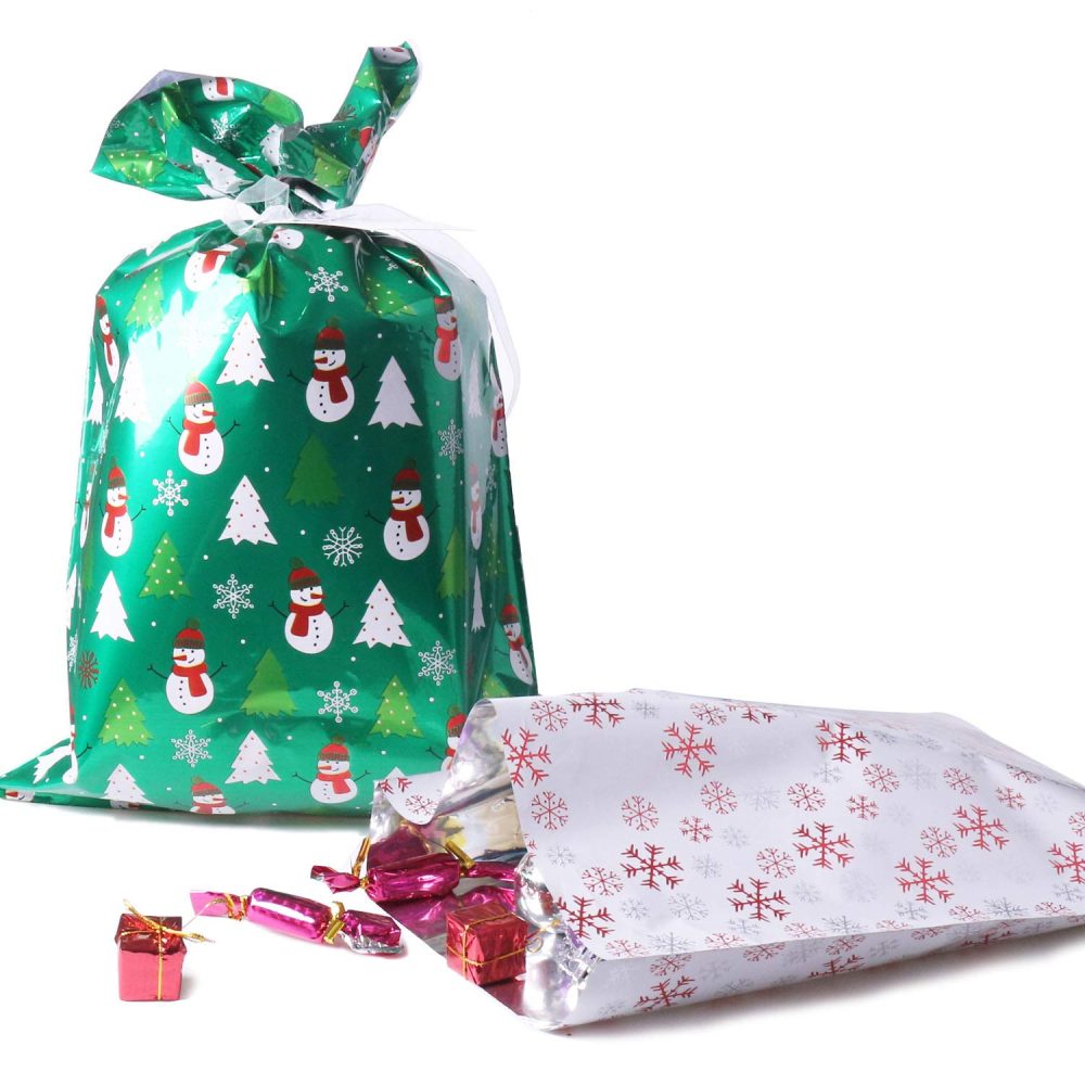 Christmas Bags, 40Pcs Santa Wrapping Gift Bag in 4 Sizes and 4 Designs, with Ribbon Ties and Tags - Image 3