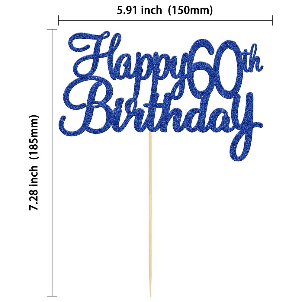 Gyufise 3Pcs Happy 60th Birthday Cake Topper Glitter 60th Birthday Cake Pick Cheers to 60 Years Old Sixty Fabulous Cake Decorations for 60th Birthday Wedding Anniversary Party Supplies - Image 9