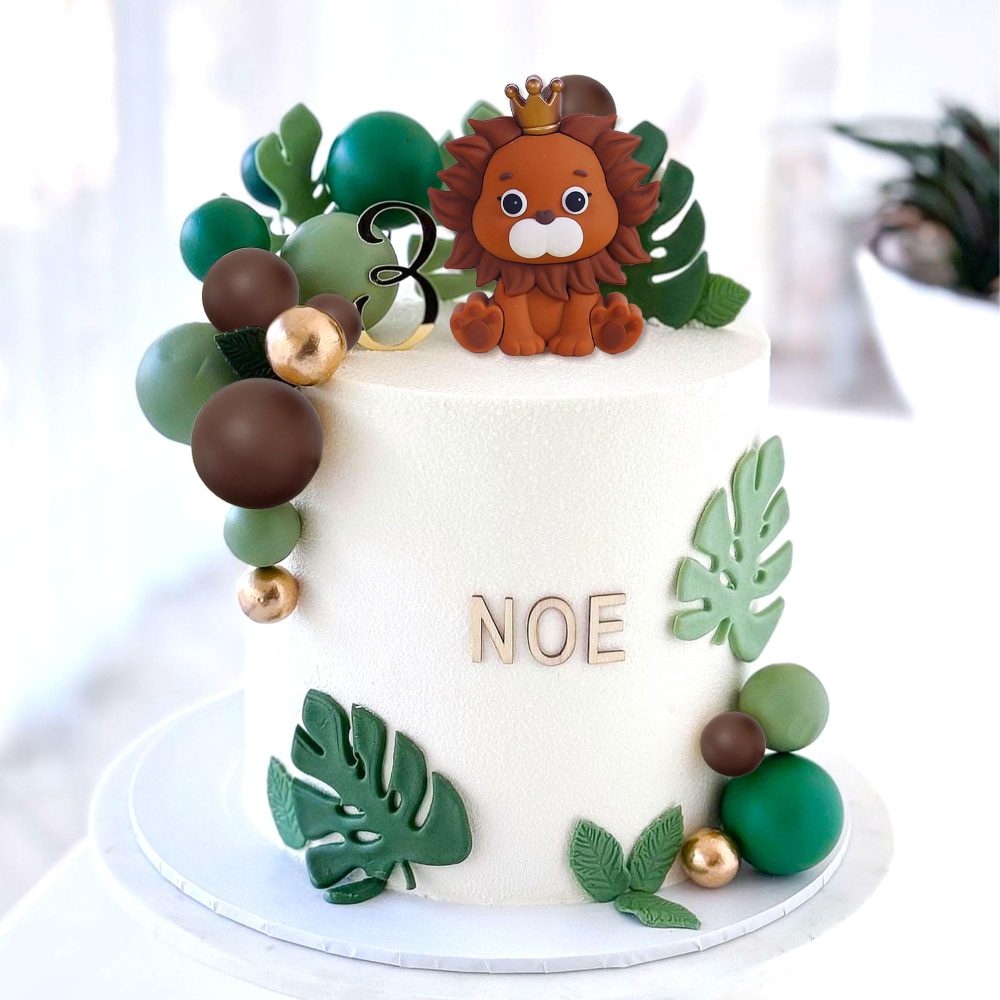 JeVenis Lion Cake Topper Lion Birthday Decorations Safari Animal Cake Toppers Safari Cake Topper Wild One Cake Topper Jungle Baby Shower Cake Topper Safari Baby Shower Cake Decorations - Image 6