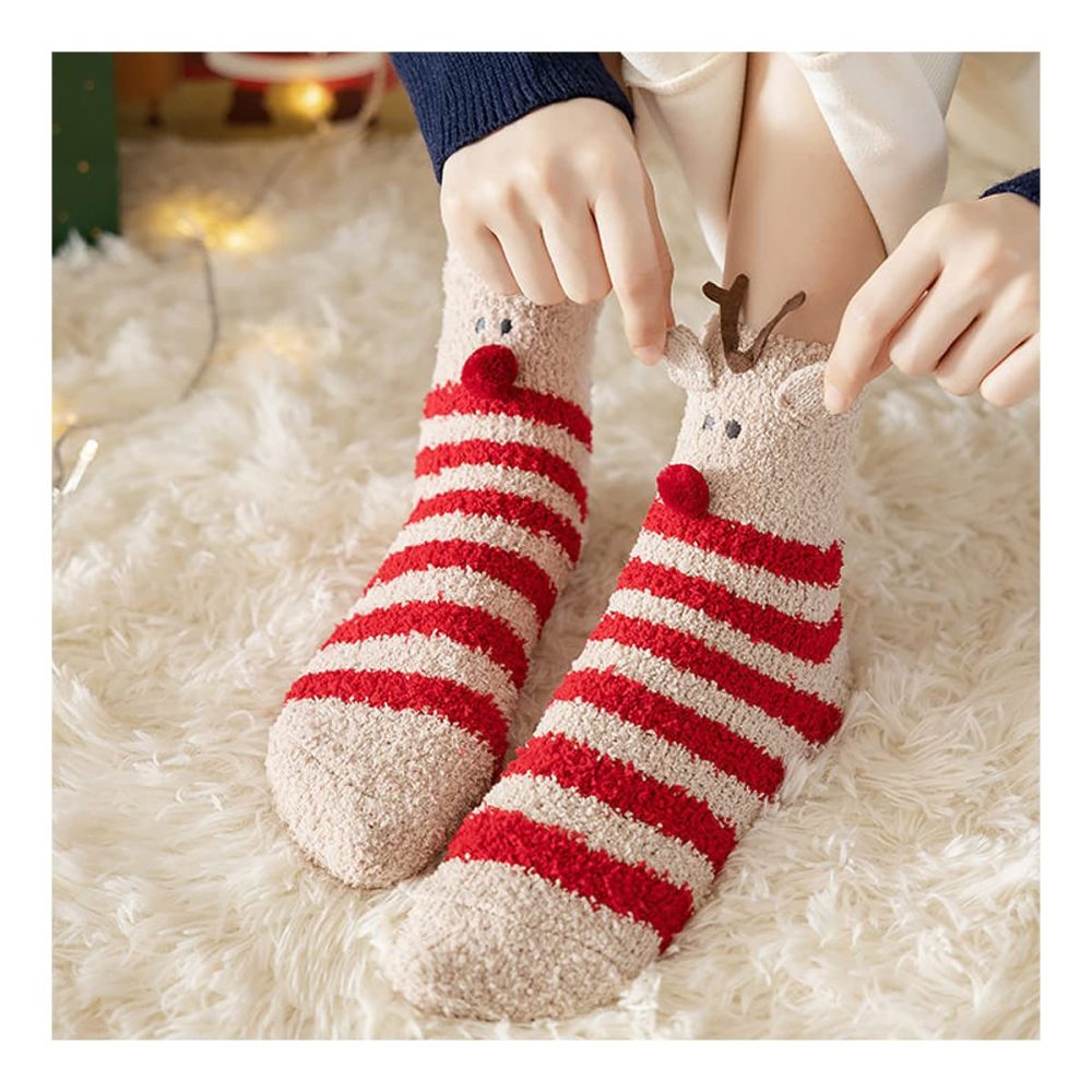 Fluffy Christmas Socks - Womens Soft Socks Winter Gifts Santa Socks Thermal Socks Novelty Warm Comfortable Warm In Winter For Women Kids Girls Boys (1) - Image 5