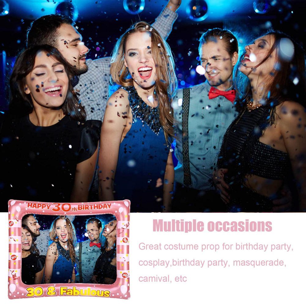 30th Birthday Photo Booth Props,Rose Gold Inflatable Selfie Frame Picture Frame,Giant Inflatable Party Photo Booth Frame 30th Birthday Decorations for Girls Party Decor Supplies Womens Favor Gift - Image 3