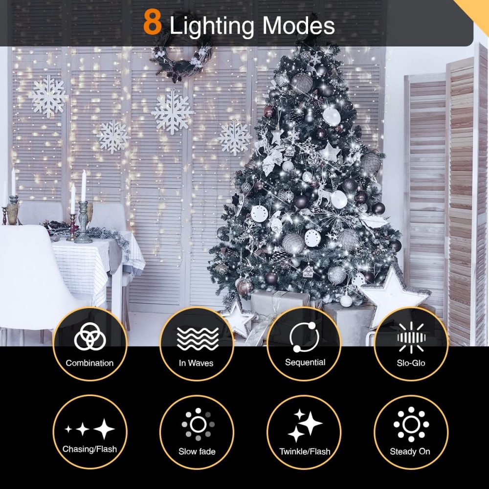 ANSIO® Christmas Lights 1000 LED 25m/82ft Cluster Compact Christmas Tree Lights for Indoor & Outdoor - Cool White Decorations Fairy Lights with Timer for Xmas Garden & Party - Image 2