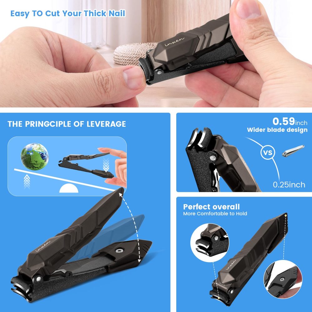 Nail Clippers for Men with Catcher – No Splash, Self-Collecting Premium Steel Nail Clippers for Fingernails & Toenails, Perfect for Men & Women, Great Gadget & Stocking fillers for Men Gift - Image 4