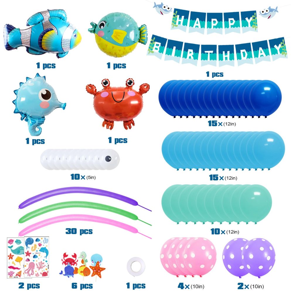 Under the Sea Party Decorations, Birthday Decorations for Boys, Under the Sea Balloon Arch Kit, Happy Birthday Banner, Ocean Animals Balloons Kids Boy Blue Birthday Party Decoration Supplies - Image 7