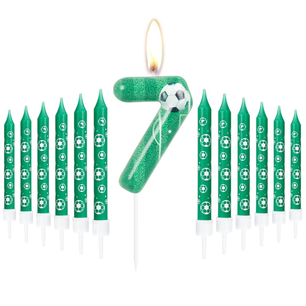 Birthday Number Candles, Football Birthday Number Candles, Green Number Cake Candles with 20 Extension Rods, Party Decorations for Unforgettable Celebrations