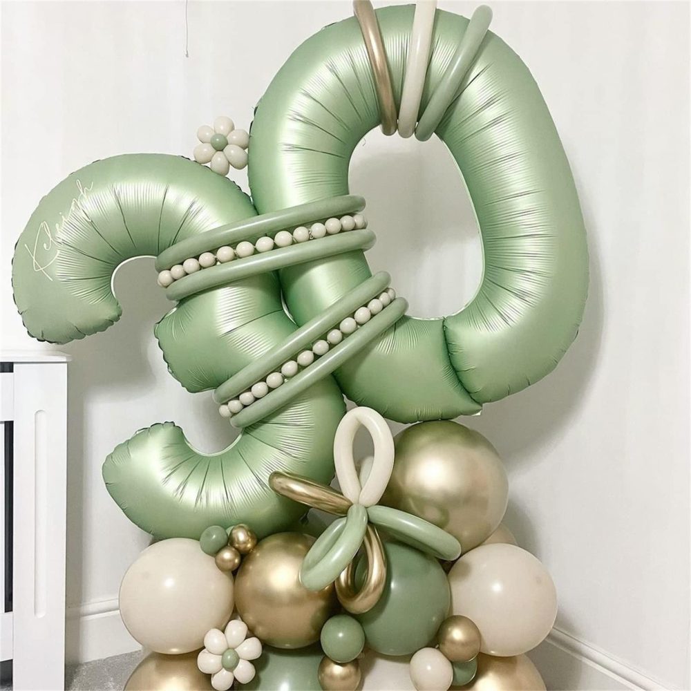 Sage Green Birthday Balloon Numbers 60, 40 Inch Big Foil Mylar Number 6 and 0 Helium Balloons, Olive Green Number 60 Balloon Set for Men Women 60th Birthday Anniversary Party Decorations Supplies - Image 5