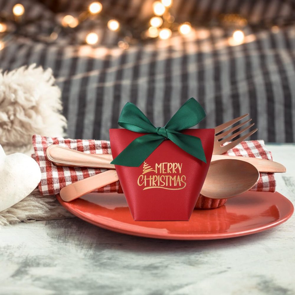 25pcs Christmas Small Gift Boxes Favour Boxes Xmas Sweet Boxes Empty Christmas Eve Party Treat Boxes with Ribbon - Image 6